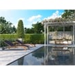 Pemberly Row Modern Teak Outdoor Reclining Chaise Lounger in Blue with Wheels