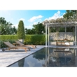 Pemberly Row Modern Teak Outdoor Reclining Chaise Lounger in Taupe with Wheels