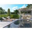 Pemberly Row Modern Teak Outdoor Reclining Chaise Lounger in White with Wheels