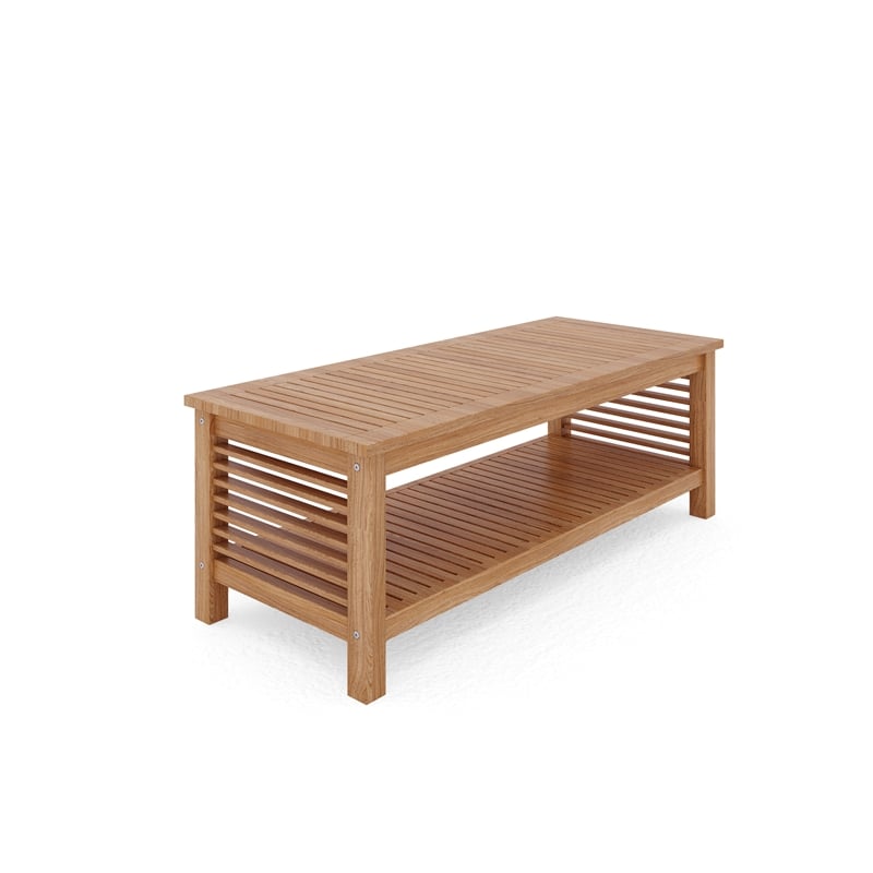 Pemberly Row Contemporary Rectangular Teak Outdoor Coffee Table