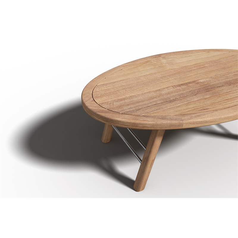 Pemberly Row Contemporary Oval Outdoor Premium Teak Coffee Table