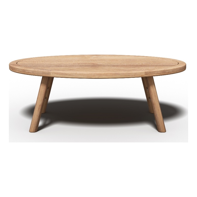 Pemberly Row Contemporary Oval Outdoor Premium Teak Coffee Table