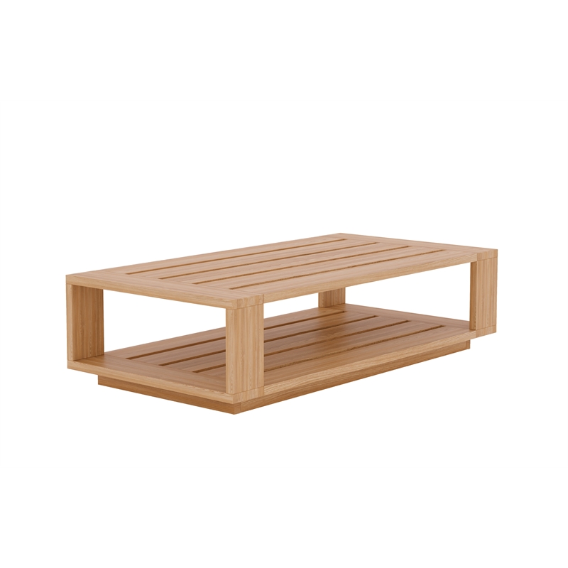 Pemberly Row Contemporary Rectangular Teak Outdoor Coffee Table