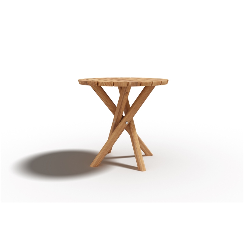 Pemberly Row Contemporary Round Premium Teak Outdoor Side Table