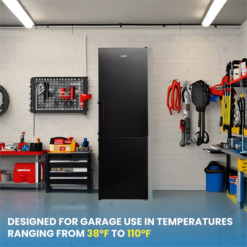 Pemberly Row 12cf No Frost Bottom Freezer Refrigerator Wine Rack Garage Ready