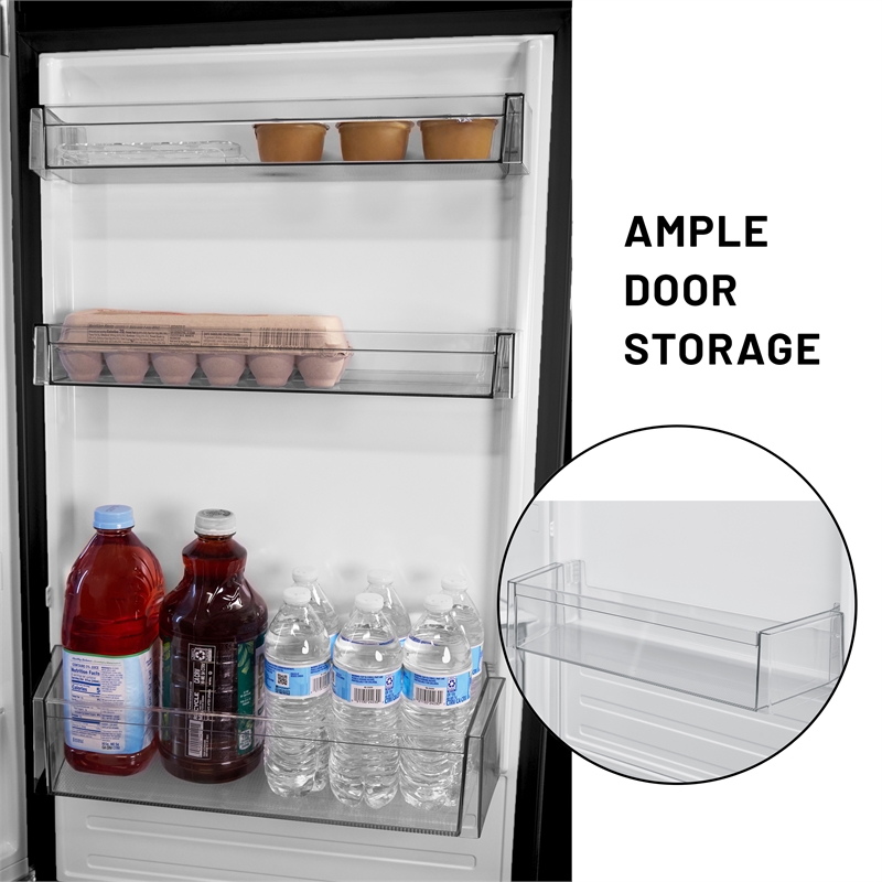 Pemberly Row 12cf No Frost Bottom Freezer Refrigerator Wine Rack Garage Ready