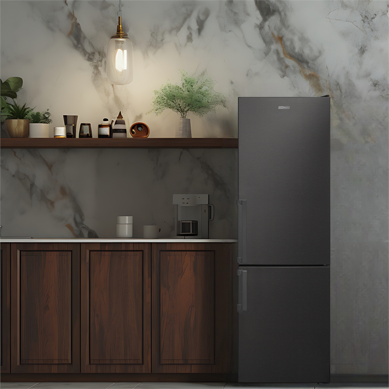 Pemberly Row 12cf No Frost Bottom Freezer Refrigerator Wine Rack Garage Ready