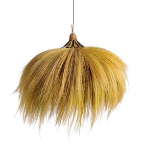 Pemberly Row Transitional 21.7&quotH Fabric Outdoor Pendant Lamp in Natural