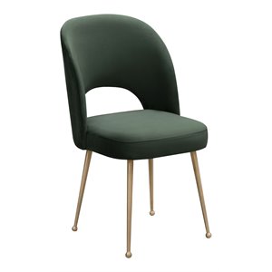 Pemberly Row 19.3&quot Velvet/Stainless Steel Dining Chair in Green/Gold