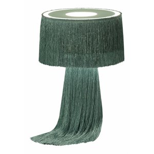 Pemberly Row 15.2&quotH Transitional Cotton Table Lamp in Emerald Green