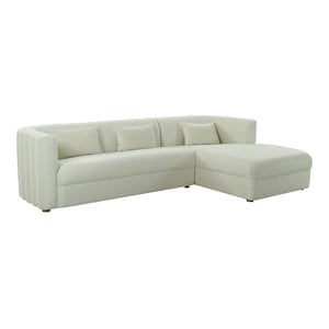 Pemberly Row 29.5&quotH RAF Velvet Upholstered/Wood Sectional in Cream