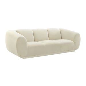 Pemberly Row 29.3&quotH Sumptuous Velvet Upholstered Sofa in Cream