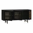 Pemberly Row Transitional Acacia Wood Buffet in Black/Antique Brass