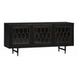 Pemberly Row Transitional Acacia Wood Buffet in Black/Antique Brass