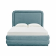 Pemberly Row Transitional Accent Bluestone Velvet Bed in Full
