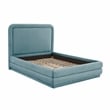 Pemberly Row Transitional Accent Bluestone Velvet Bed in Full