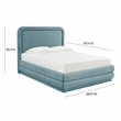 Pemberly Row Transitional Accent Bluestone Velvet Bed in Queen