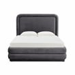 Pemberly Row Transitional Dark Gray Velvet Upholstered Bed in Queen