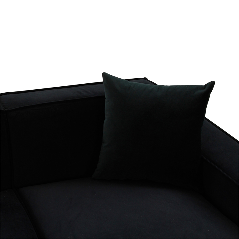 Pemberly Row Transitional Black Velvet Upholstered Sectional - RAF