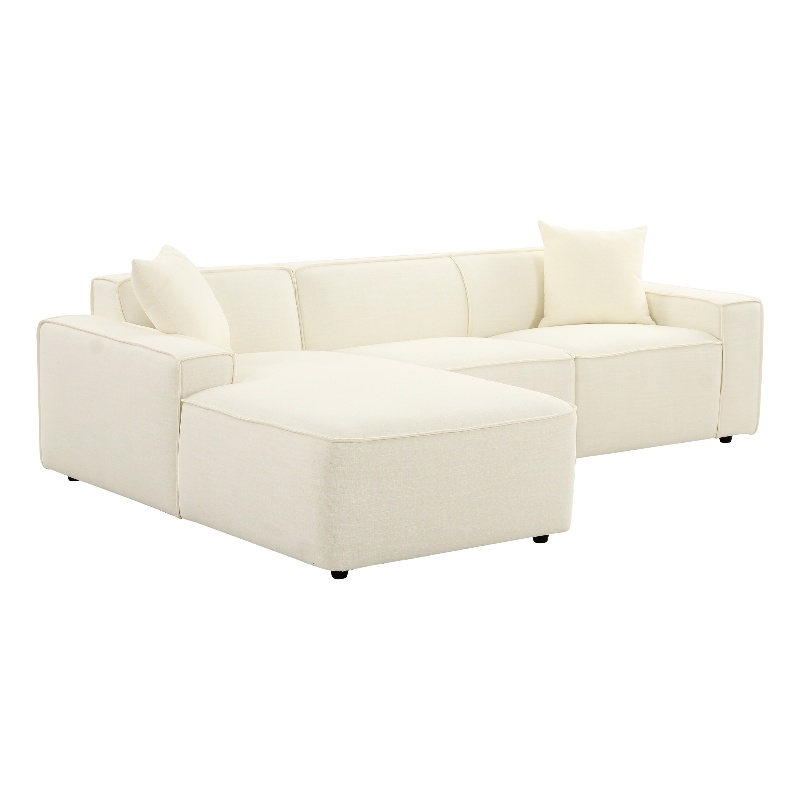 Pemberly Row Cream Linen Upholstered Sectional - Left Arm Facing