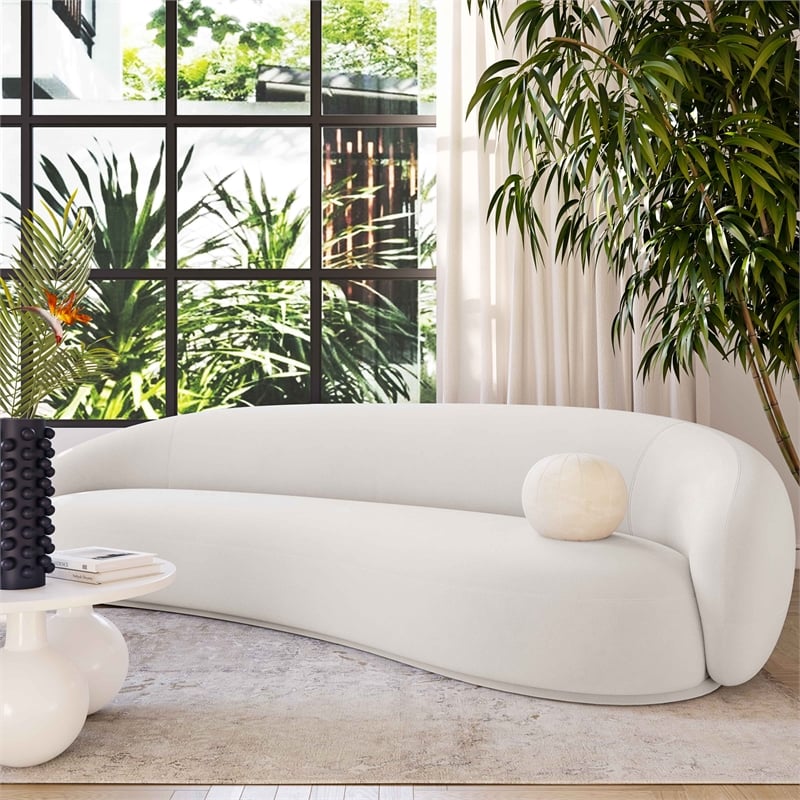 Pemberly Row Transitional Accent Cream Velvet Upholstered120