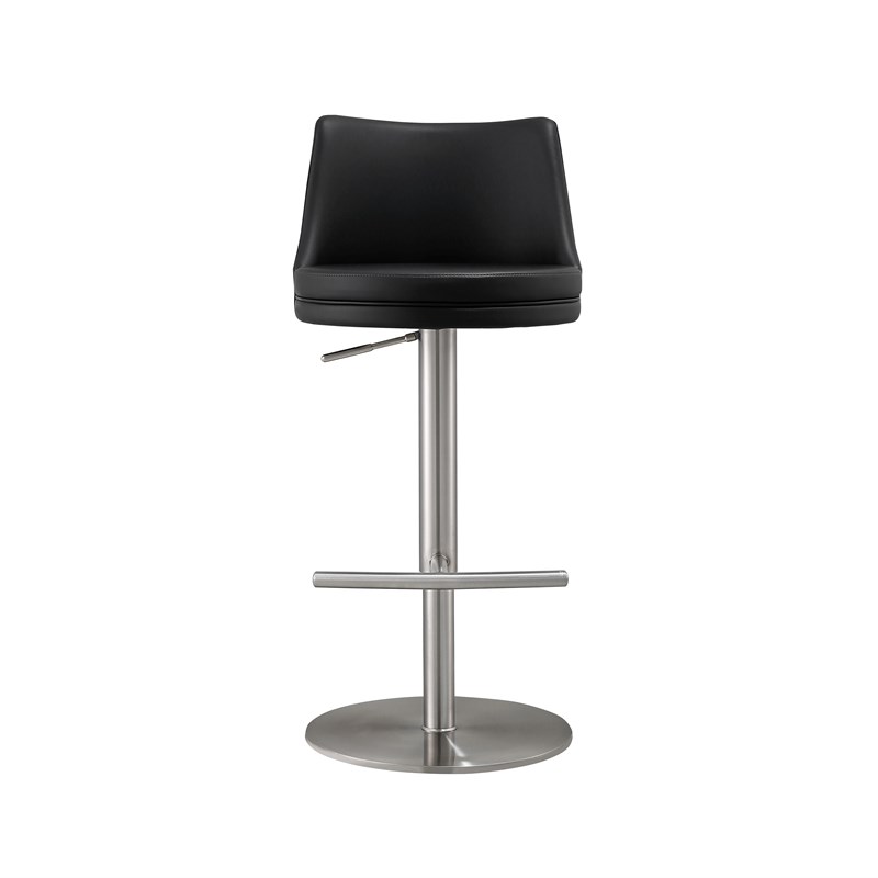 Pemberly Row Black and Silver Vegan Leather Adjustable Stool