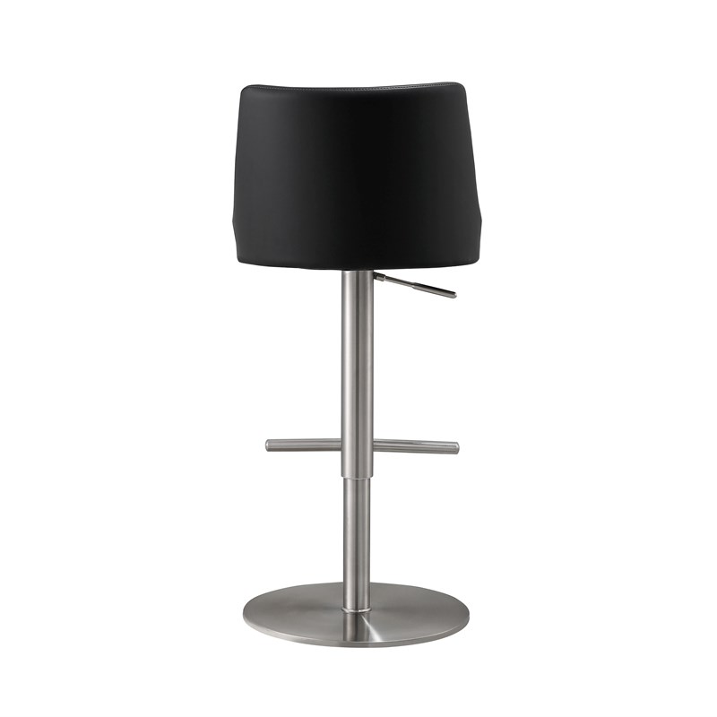 Pemberly Row Black and Silver Vegan Leather Adjustable Stool