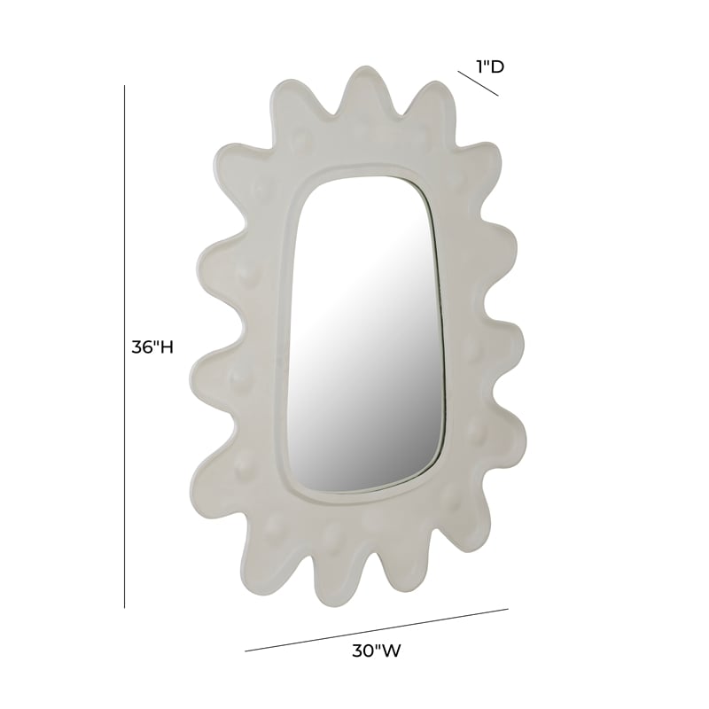 Pemberly Row Handmade Transitional Accent Metal Wall Mirror in White