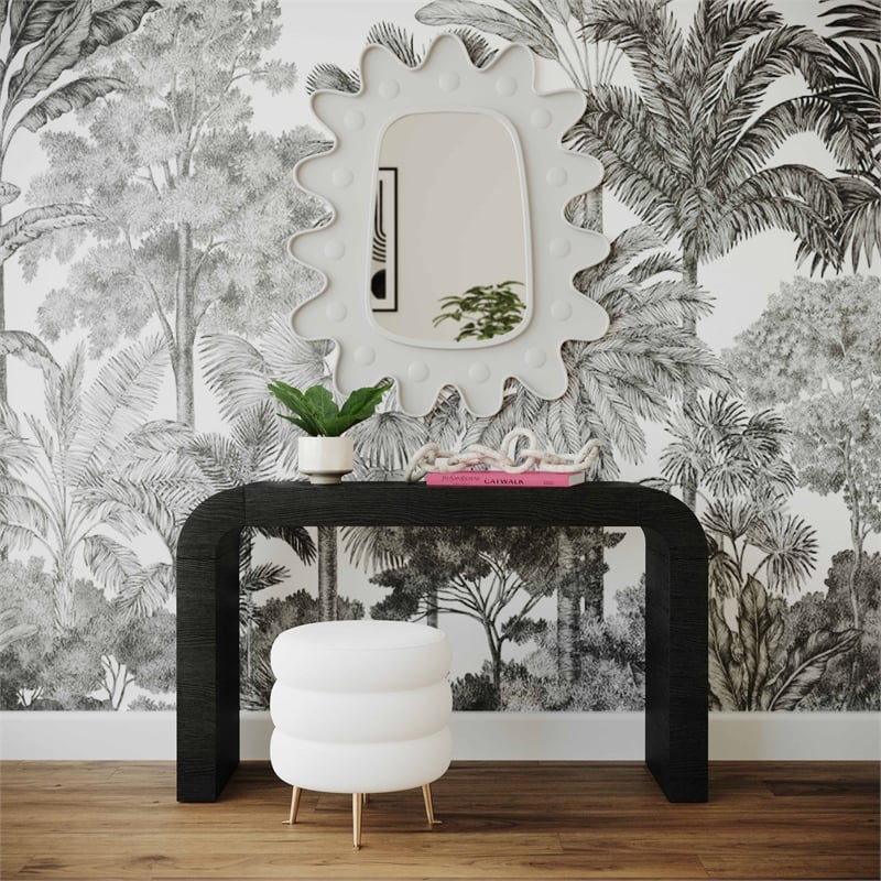 Pemberly Row Handmade Transitional Accent Metal Wall Mirror in White