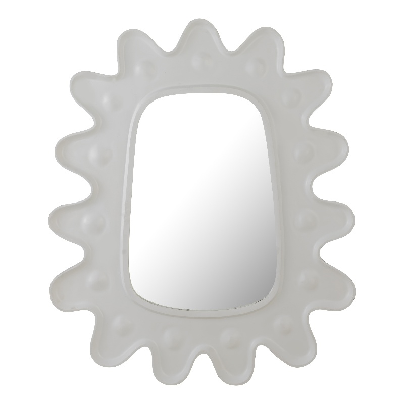 Pemberly Row Handmade Transitional Accent Metal Wall Mirror in White