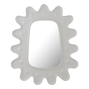 Pemberly Row Handmade Transitional Accent Metal Wall Mirror in White