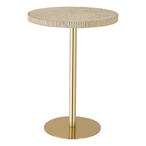 Pemberly Row Transitional Accent Stone Gold Round Side Table