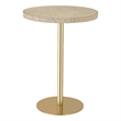 Pemberly Row Transitional Accent Stone Gold Round Side Table
