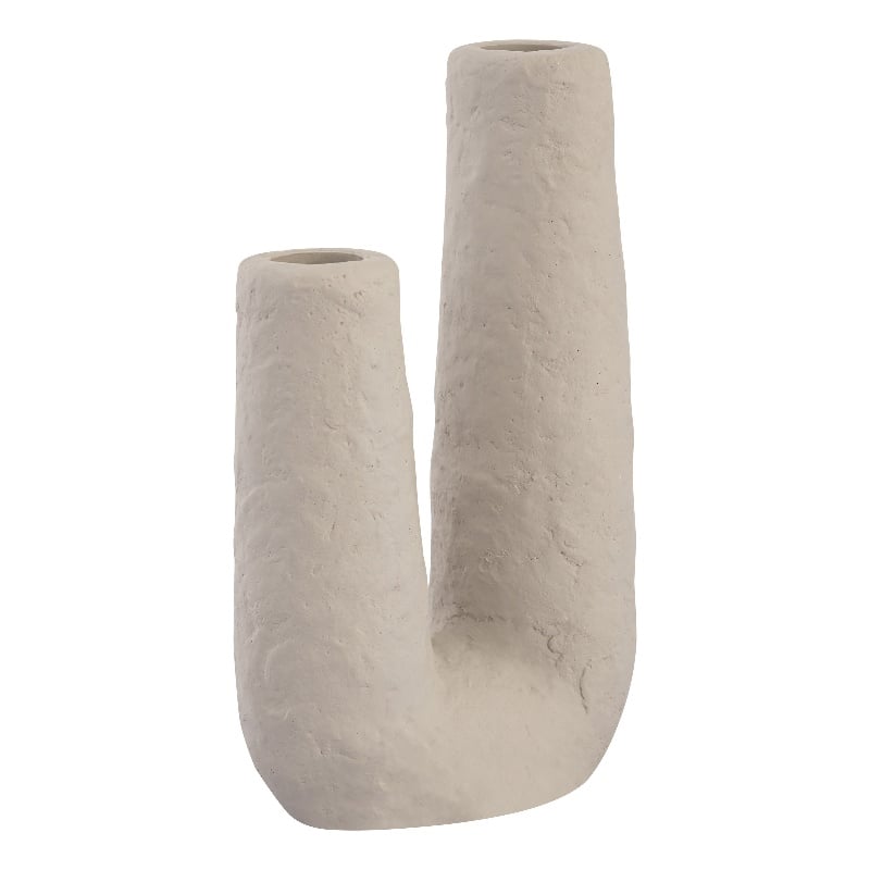 Pemberly Row Handmade Transitional Accent Beige Concrete Table Vase