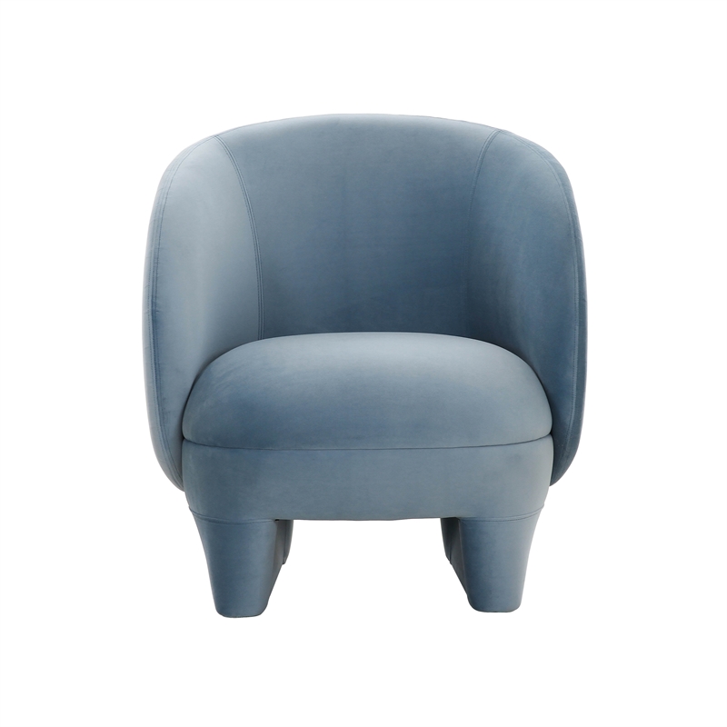 Pemberly Row Transitional Accent Velvet Accent Chair in Blue Stone