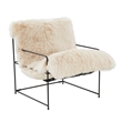 Pemberly Row Transitional Accent Natural Genuine Sheepskin Chair