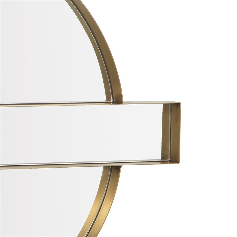 Pemberly Row Handmade Transitional Accent Gold Round Wall Mirror