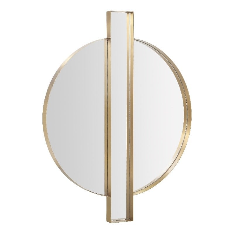Pemberly Row Handmade Transitional Accent Gold Round Wall Mirror
