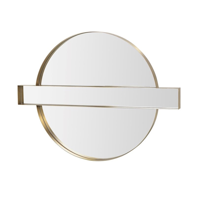 Pemberly Row Handmade Transitional Accent Gold Round Wall Mirror