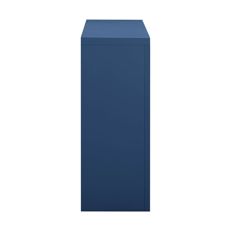 Pemberly Row Transitional Accent Navy & Rattan Console Table