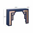 Pemberly Row Transitional Accent Navy & Rattan Console Table