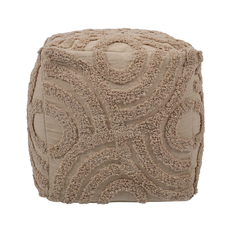 Pemberly Row Handmade Transitional Accent Beige Knitted Accent Pouf
