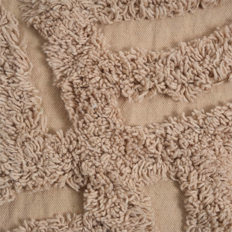 Pemberly Row Handmade Transitional Accent Beige Knitted Accent Pouf