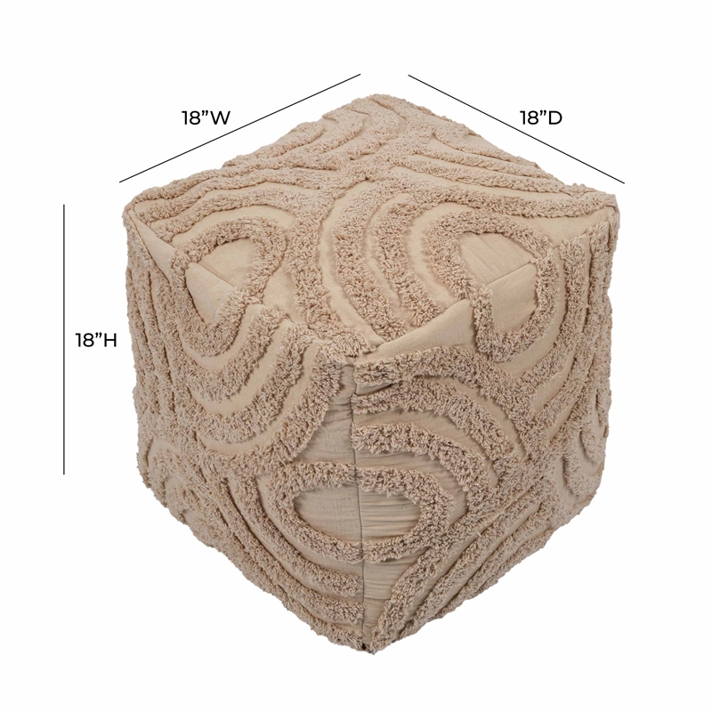 Pemberly Row Handmade Transitional Accent Beige Knitted Accent Pouf