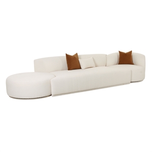 Pemberly Row Transitional Cream Boucle 3-Piece Chaise Modular Sofa