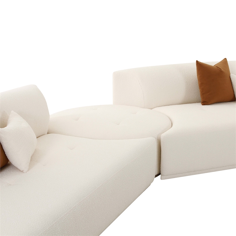 Pemberly Row Transitional Cream Boucle 5-Piece Modular Chaise Sectional