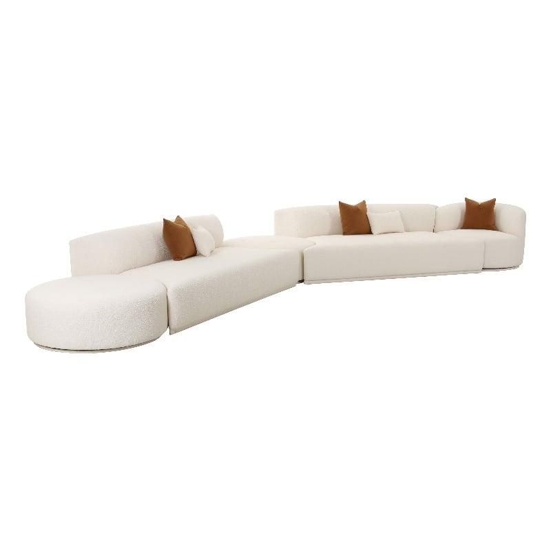 Pemberly Row Transitional Cream Boucle 5-Piece Modular Chaise Sectional