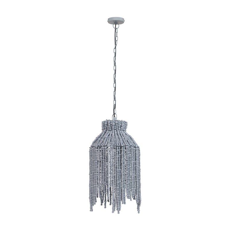 Pemberly Row Handmade Transitional Accent Gray Beaded Pendant Lamp