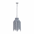 Pemberly Row Handmade Transitional Accent Gray Beaded Pendant Lamp