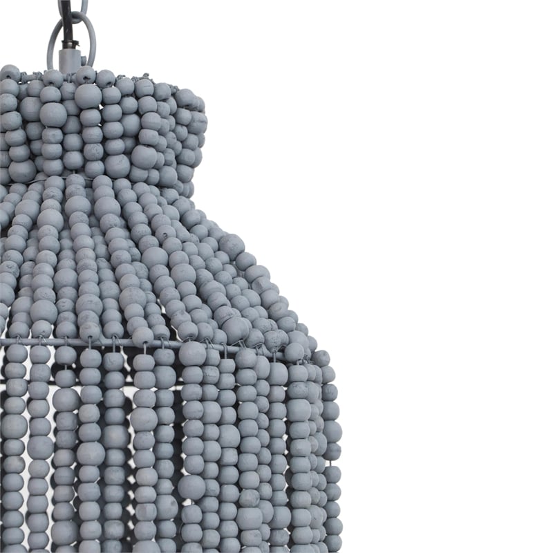 Pemberly Row Handmade Transitional Accent Gray Beaded Pendant Lamp